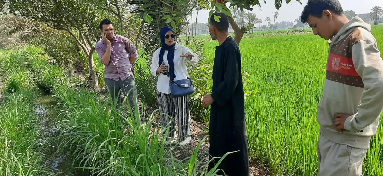 The EcoCyan team talking with growers in the field